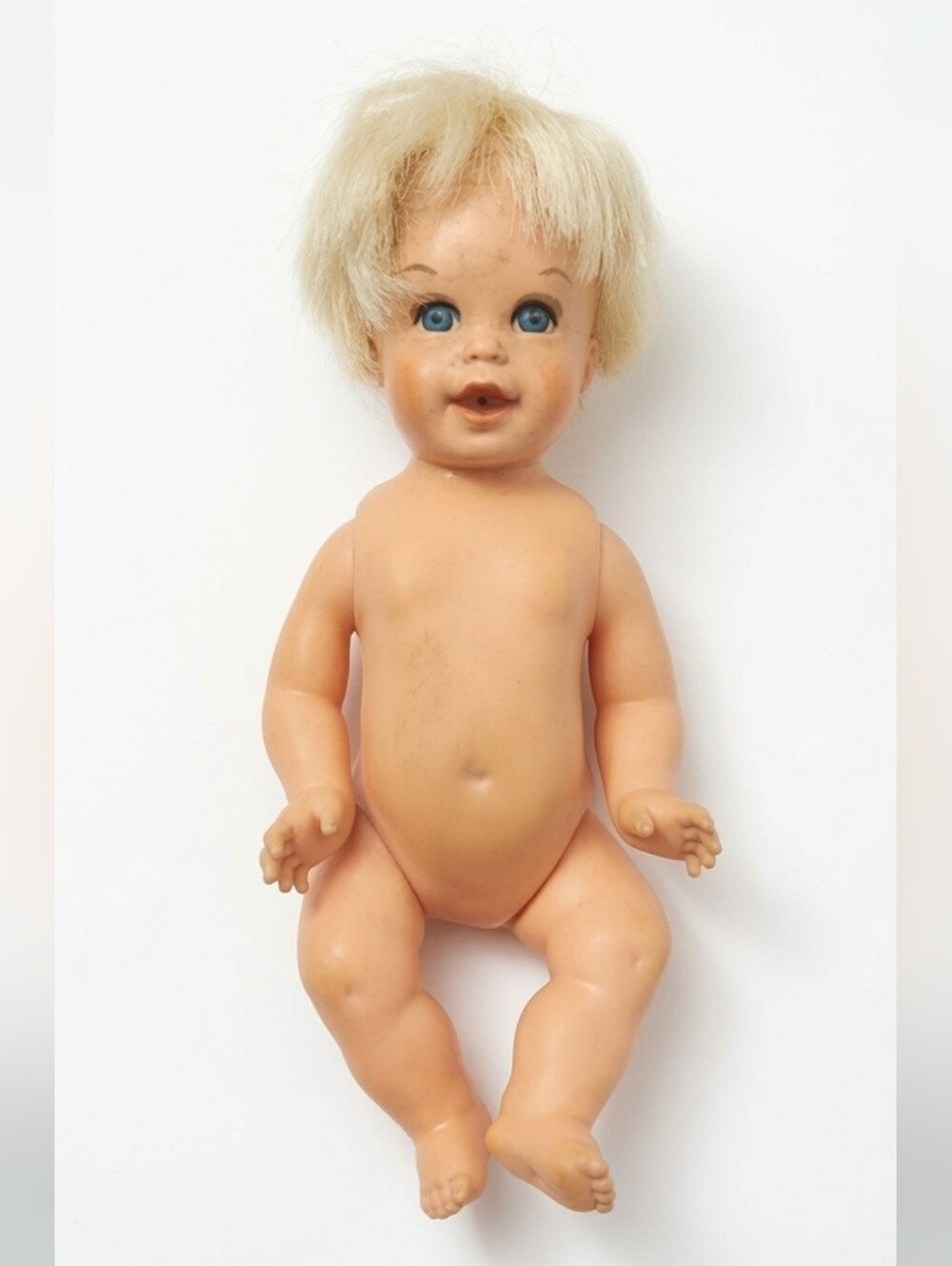 Mattel Tiny Cheerful Tearful Baby Doll Vintage 1966 6" Blonde Nostalgia Pink Bow